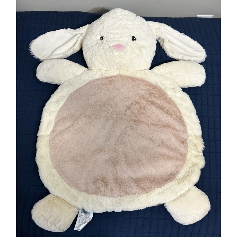 Mary Meyer Bunny Plush Play Mat Tummy Time Rabbit White Pebble